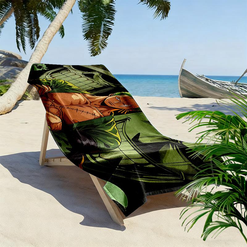 Roronoa Zoro Print Beach Towel, Large Soft Quick Dry Towel for Beach Camping Swimming