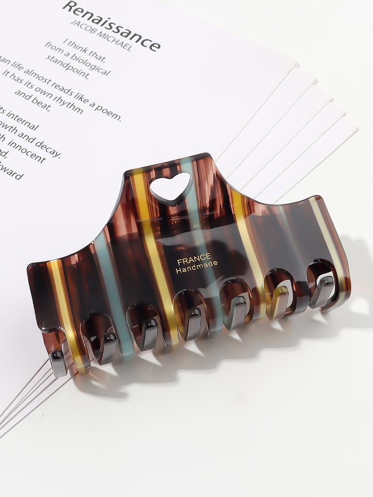 Niche High-end Love Stripe Acetate Grab Clip Female Retro Temperament Back of the Head Coiled Hair Shark Clip Half Tie Hairpin