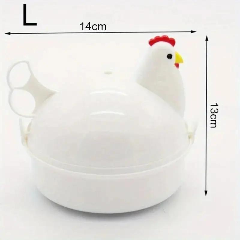 1/4 Grid Cute Chicken Shaped Microwave Steamer Mini Home Boiled Soft Boiled Eggs Heating Box Kitchen Cooking Tool Accessories