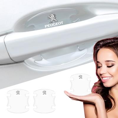 4PC Transparent Car Door Handle Sticker Decoration Protector Film For 308 408 508 RCZ 208 3008 2008 206 207 108 406 407 408 206 207 208 306