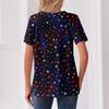 Women's T Shirt Independence Day Print Button Short Sleeve Daily Weekend Fashion Basic V- Neck Regular Top
