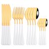 Pink Gold Cutlery Set Stainless Steel Dinnerware Set 16Pcs Knives Forks Coffee Spoons Flatware Set Kitchen Dinner Tableware Set