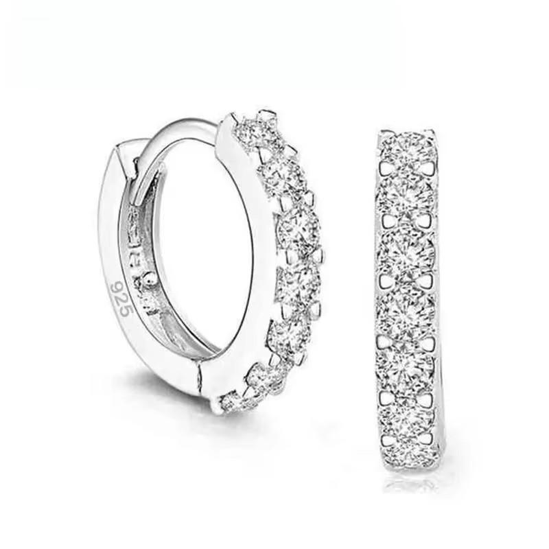 Big Sale 925 Silver Loop Hoop Earrings Candy Color Cubic Zircon Charms Women Jewelry Wedding Accessory Brincos