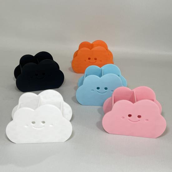 Storage Box Cloud Shape Waterproof Desktop Organizer with Rounded Edges Cute Macaron Colors Holder for Pens Makeup Brushes