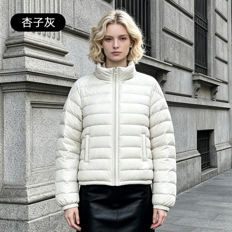 Lightweight Womens Short Down Jacket 2026 Fall Thin Puffer Coat No Hood Regular Fit 85-90% Duck