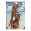 Vintage Beach Girl Metal Sign X Inch Bar Wall Decor