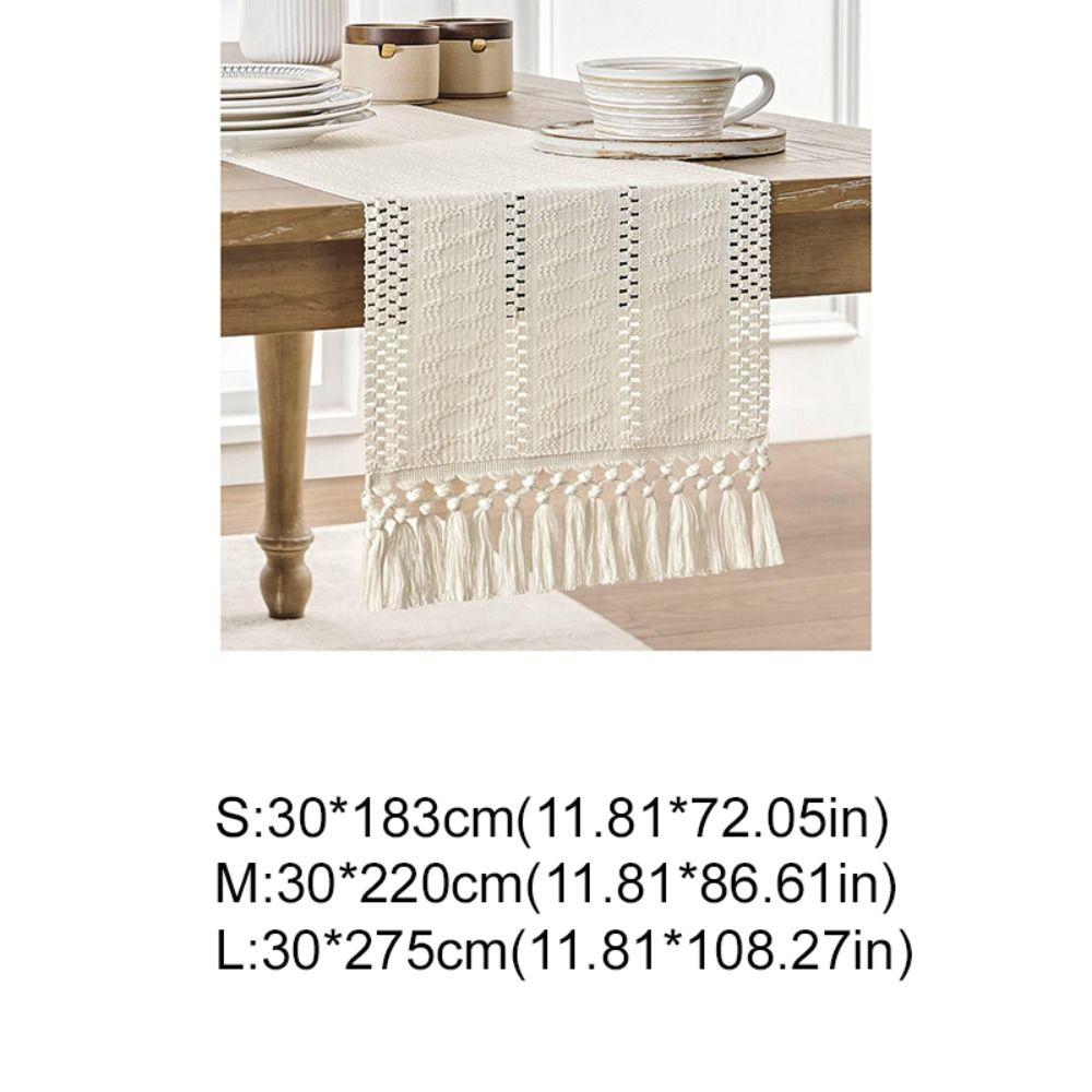 American Style Festival Dining Table Cover Solid Color Tablecloth Boho Table Runner Christmas