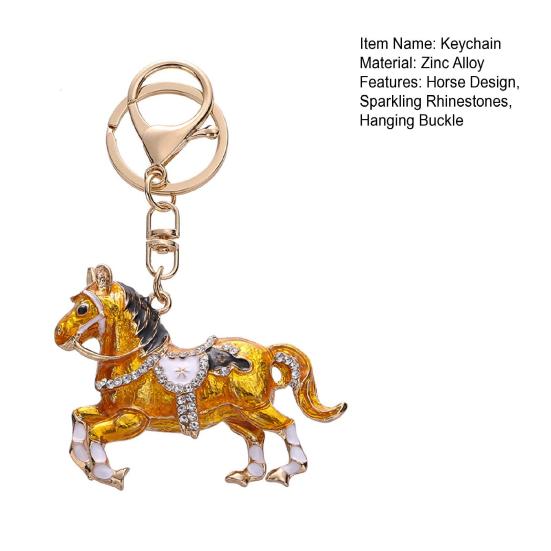 Keychain Pendant Horse Shape Rhinestone Inlaid Key Chain Diverse Color Backpack Keyring Key Accessory