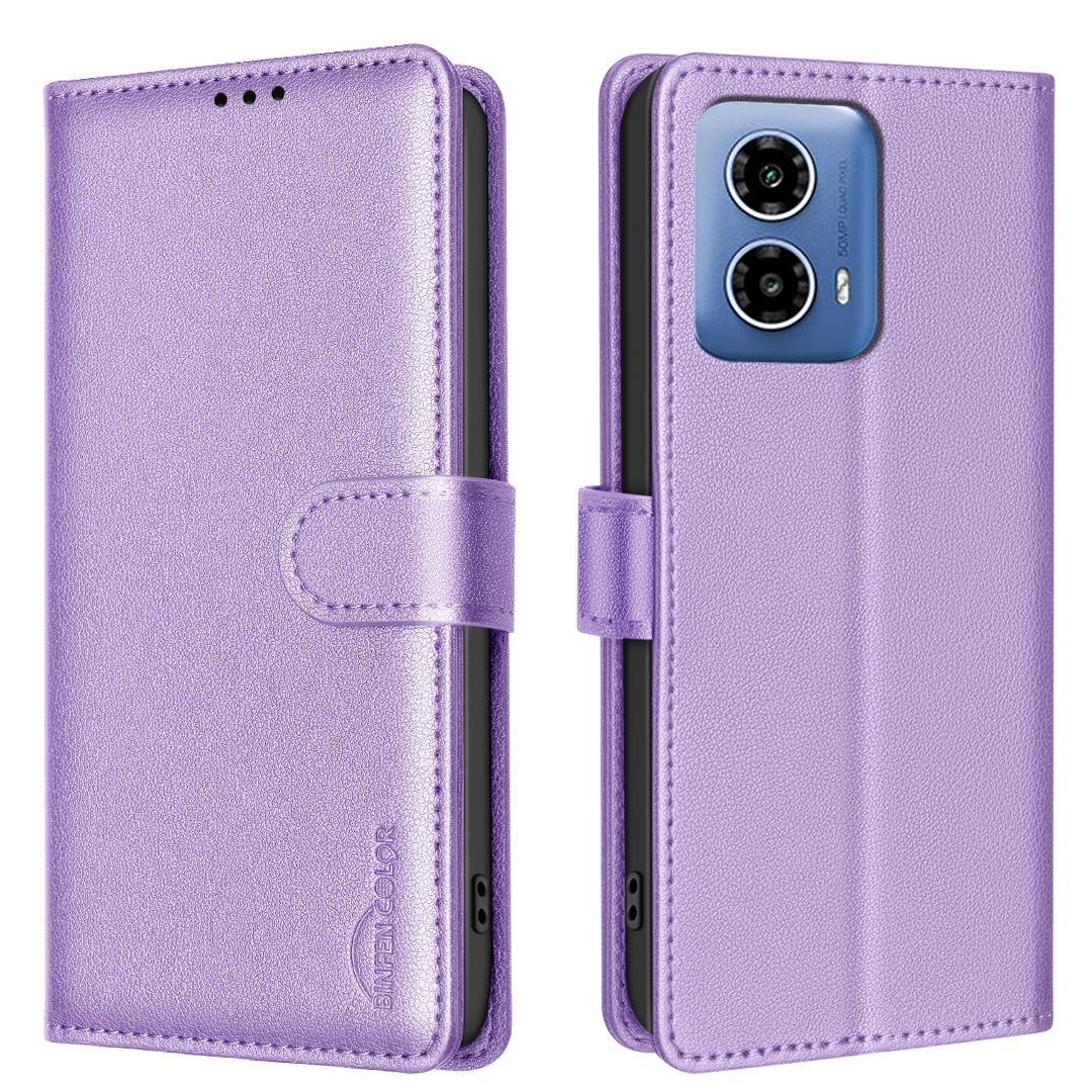 

BINFEN COLOR BF32 For Motorola Moto G45 5G/G34 5G Phone Case Litchi Texture RFID Blocking Leather Phone Cover D