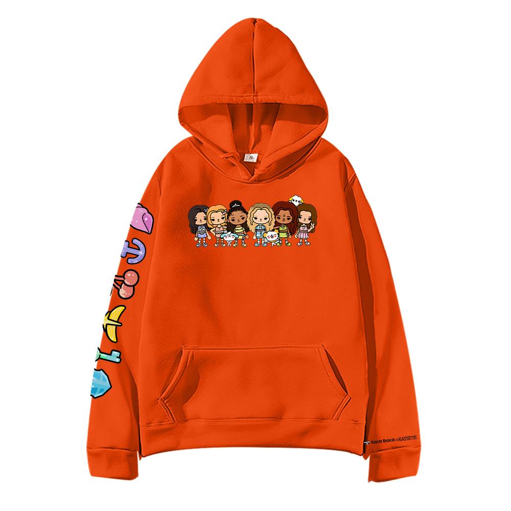 KATSEYE X Toca Boca Hoodie Damen Herren Herbst Lockeres Sweatshirt Kreatives Fleece Kapuzenpullover Lässig Hip Hop Streetwear Lässig Y2K Pullover
