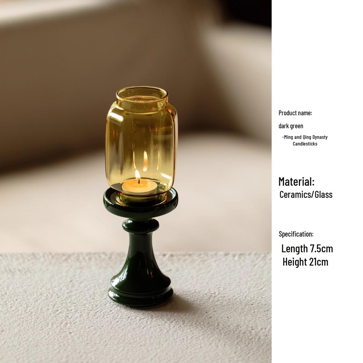 Forbidden City Red Glass Candle Lamp Zen Teahouse Decor