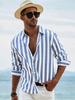 Must-have Men's Casual Striped Long-sleeve Shirt for Beach, Stylish and Comfy.