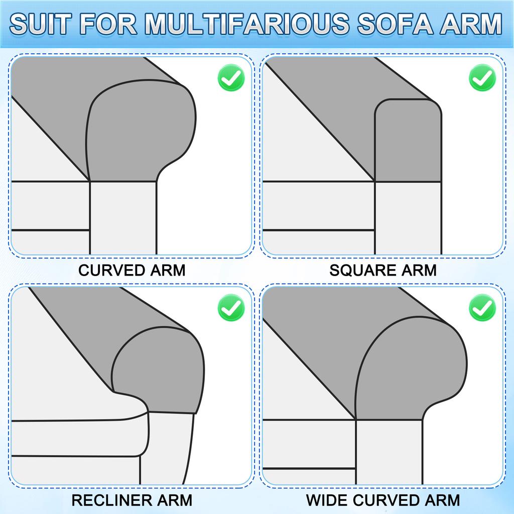 2pcs Stretch Armrest Covers, Polyester Soft Armchair Slipcovers Couch Recliner Arm Cover with Twist Pins Chair Sofa Protector