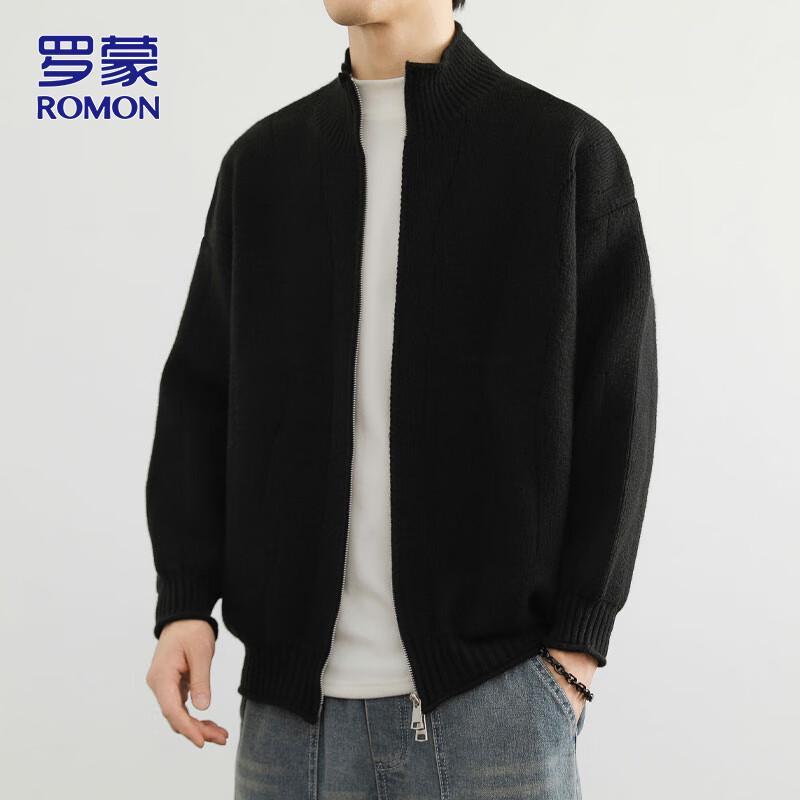 ROMON Men's Lapel Collar Knit Cardigan