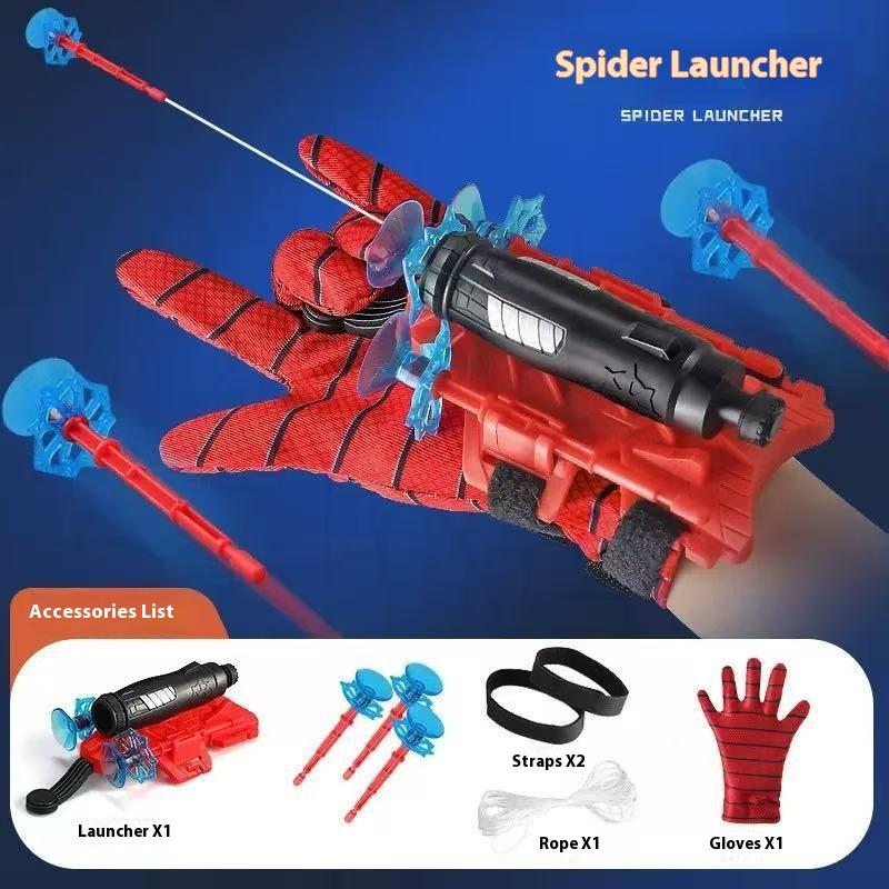 Spider Man Launcher Toy Wearing Wrist Suction Cup Launcher Soft Bullet Black Technology Silk Spinning Children'S Anime Toy