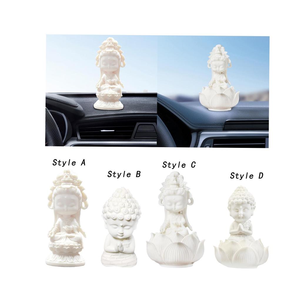 Mini Buddhism Figurine Statue Car Decoration Decorative Lifelike Resin Miniature Crafts Dolls Meditating Statue for Bedroom