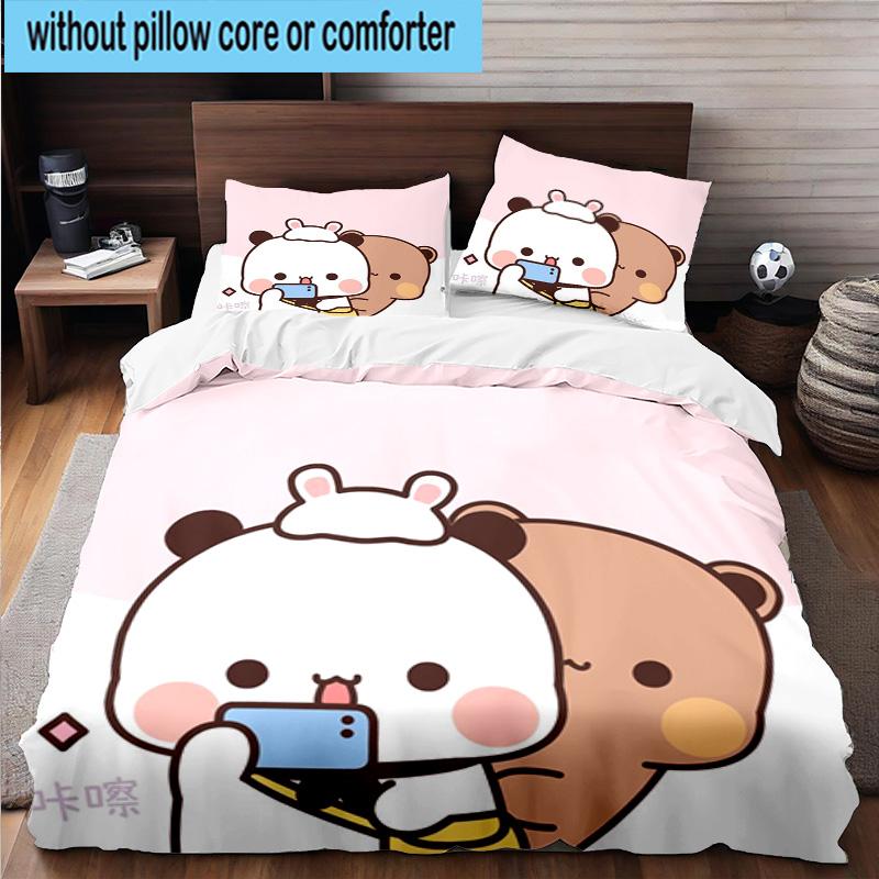 3PCS Bobo Dudu In Love  3pcs Bedding,Including 3PCS Duvet Cover And 2pcs Pillowcases Perfect for Christmas,Ideal for Bedroom, Dormitory