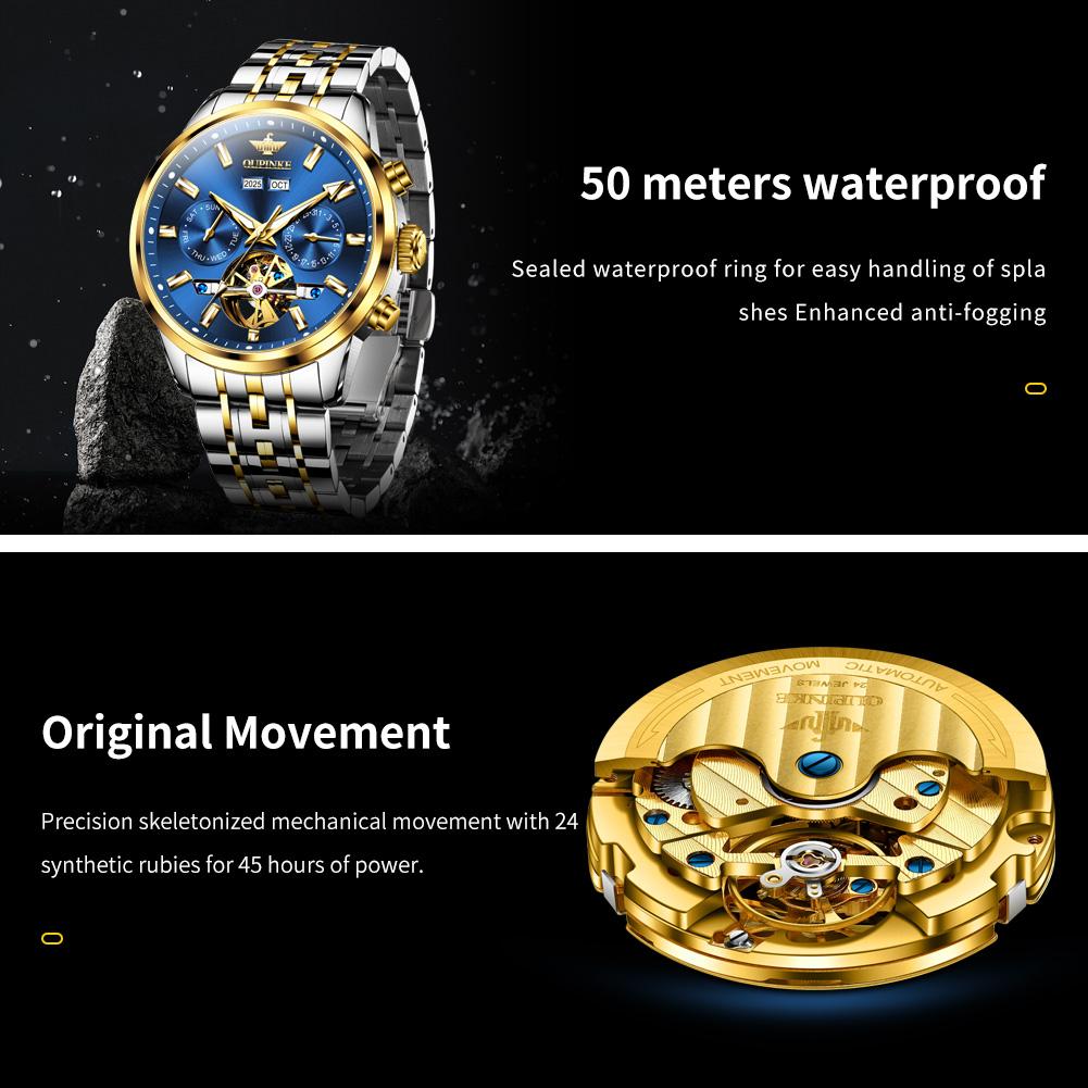 OUPINKE 3296 Automatic Watches for Men Luxury Brand Original Man Watch 5bar Waterproof Men's Business Mechancial Wrist Watches