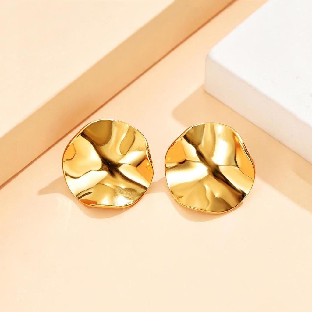 Elegant Old Money Style Geometric Stainless Steel Earrings In 18K Gold