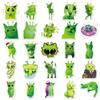 50 Abstract Alien Cat Stickers: Green Goofy Kitten Emoticons for Journals, Stationery, Suitcases - No-Cut Stickers