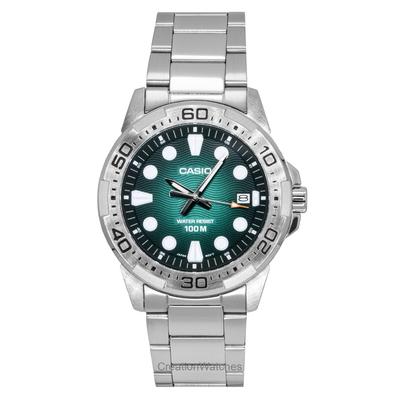 Orologio da Uomo Standard Analogico in Acciaio Inossidabile Quadrante Verde Quarzo MTD-140D-3AV 100M
