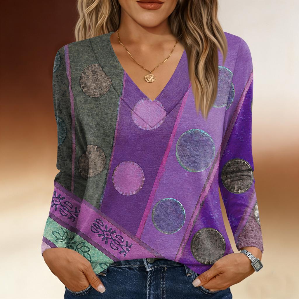 Long Sleeve Shirts For Women Cute Print Graphic Tees Blouses Casual Plus Size Basic Tops Pullover