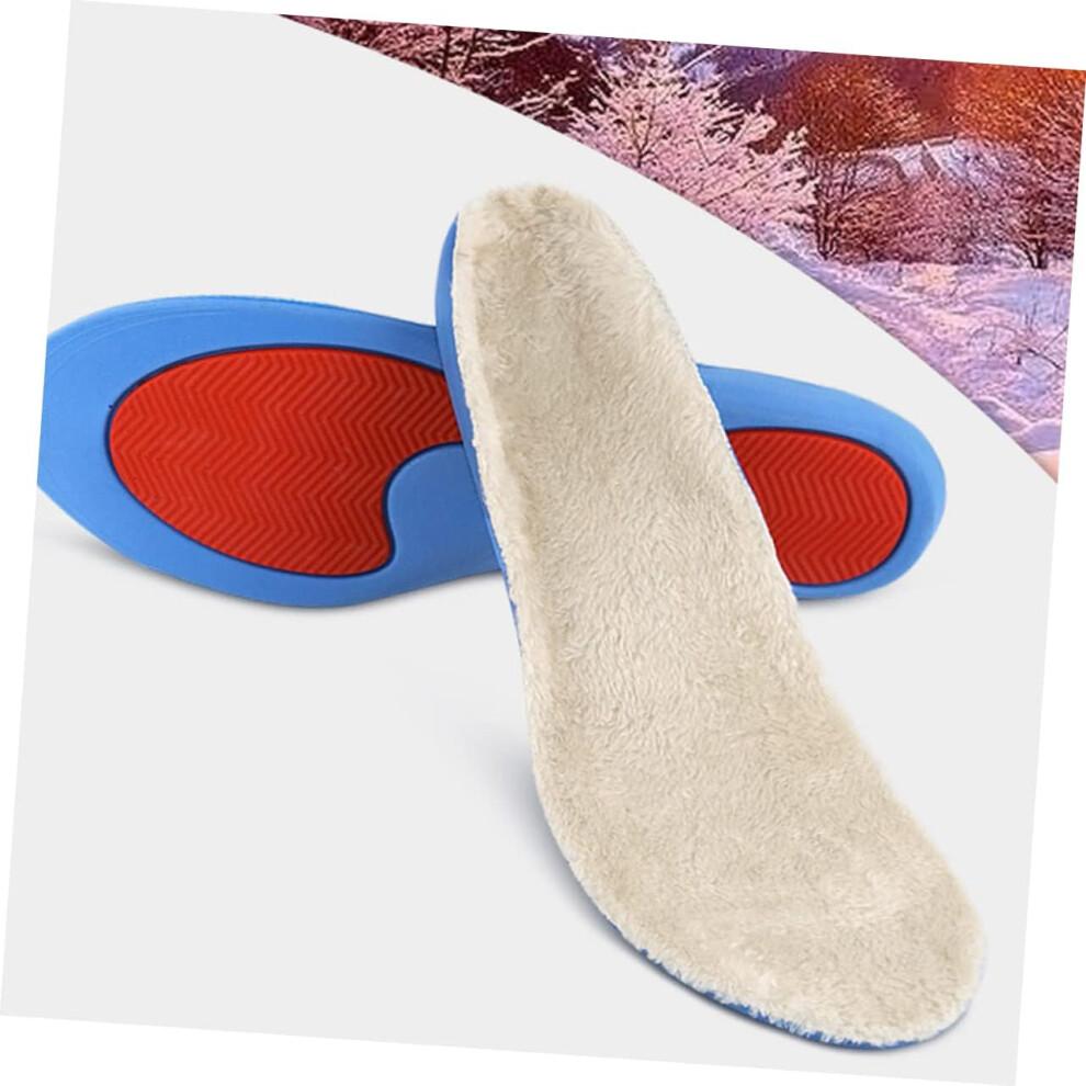 Sports Arch Insoles 2 Pairs Xl (44-46) Shock Absorption Warm Pu Foot Pads Thick Winter Insoles