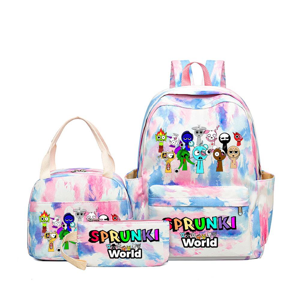 Rhythm Box Music Game Heat Transfer Backpack Sprunki Primary and Secondary School Students Children's Cute Schoolbag Three-piece Set