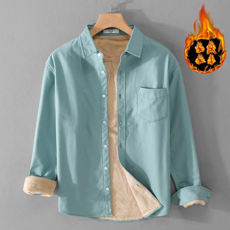 

Thickened fleece casual men s shirt jacket M небо синє кольору