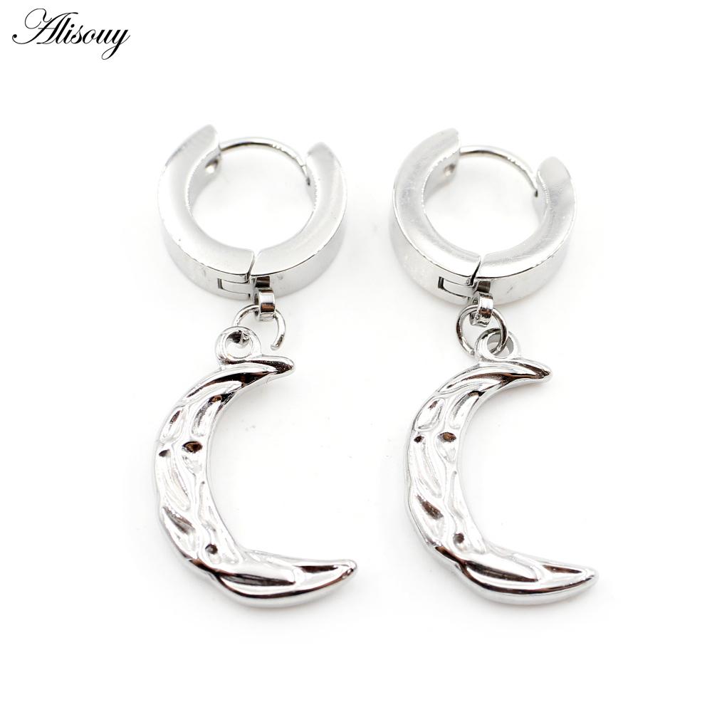 

Alisouy 2PC нержавеющая сталь крест морская звезда меч топор лунный перец кулон для женщин и мужчин маленькая круглая гладкая круглая серьга-кольцо Style11 серебряный