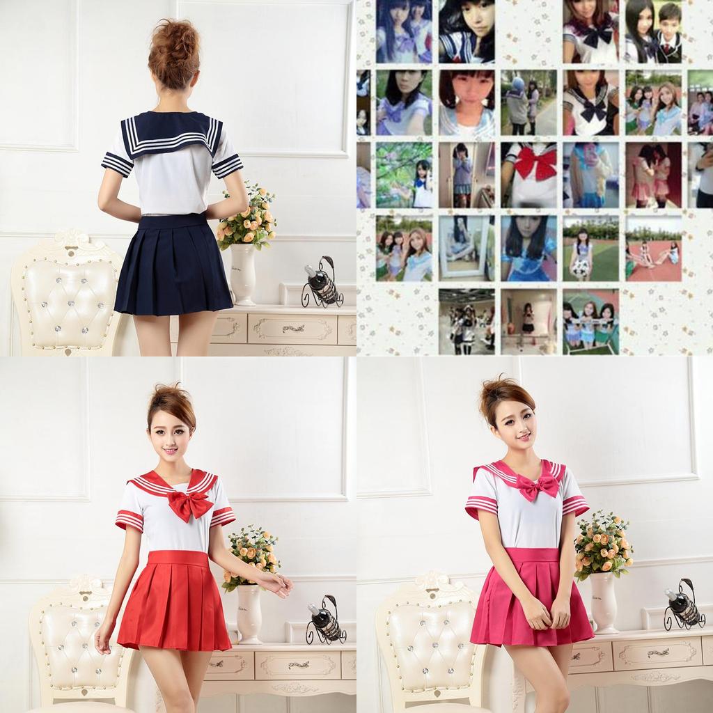 Elegant 3pcs Sailor Uniform Cosplay Costume Featuring Soft Polyester Fabric Design