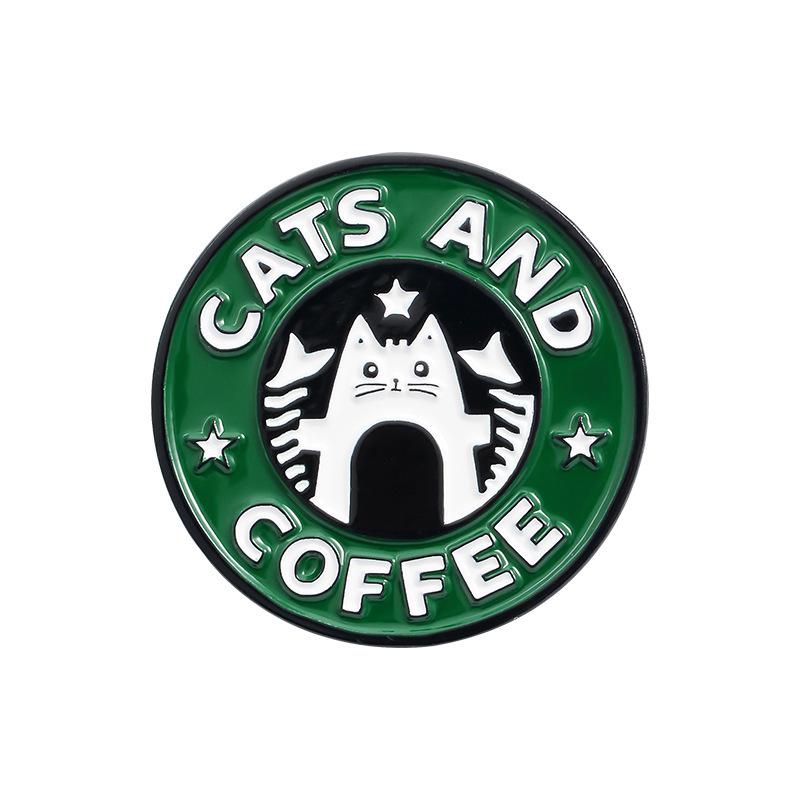 Creative Cartoon Coffee Cup Brooch Pin for Men and Women - Stylish Clothing Accessory & Ornament with Alloy Baking Varnish Finish