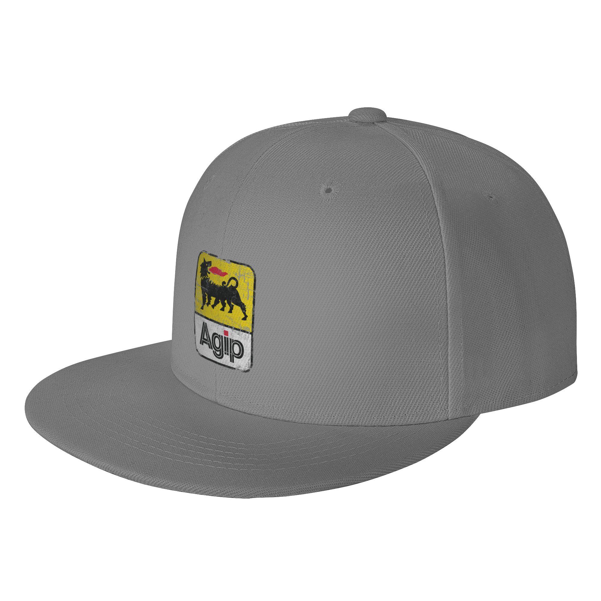 Fashion AGIP Lubricants Logo Distressed version Flat Brim Sun Hat American Retro Hat Womens Adjustable