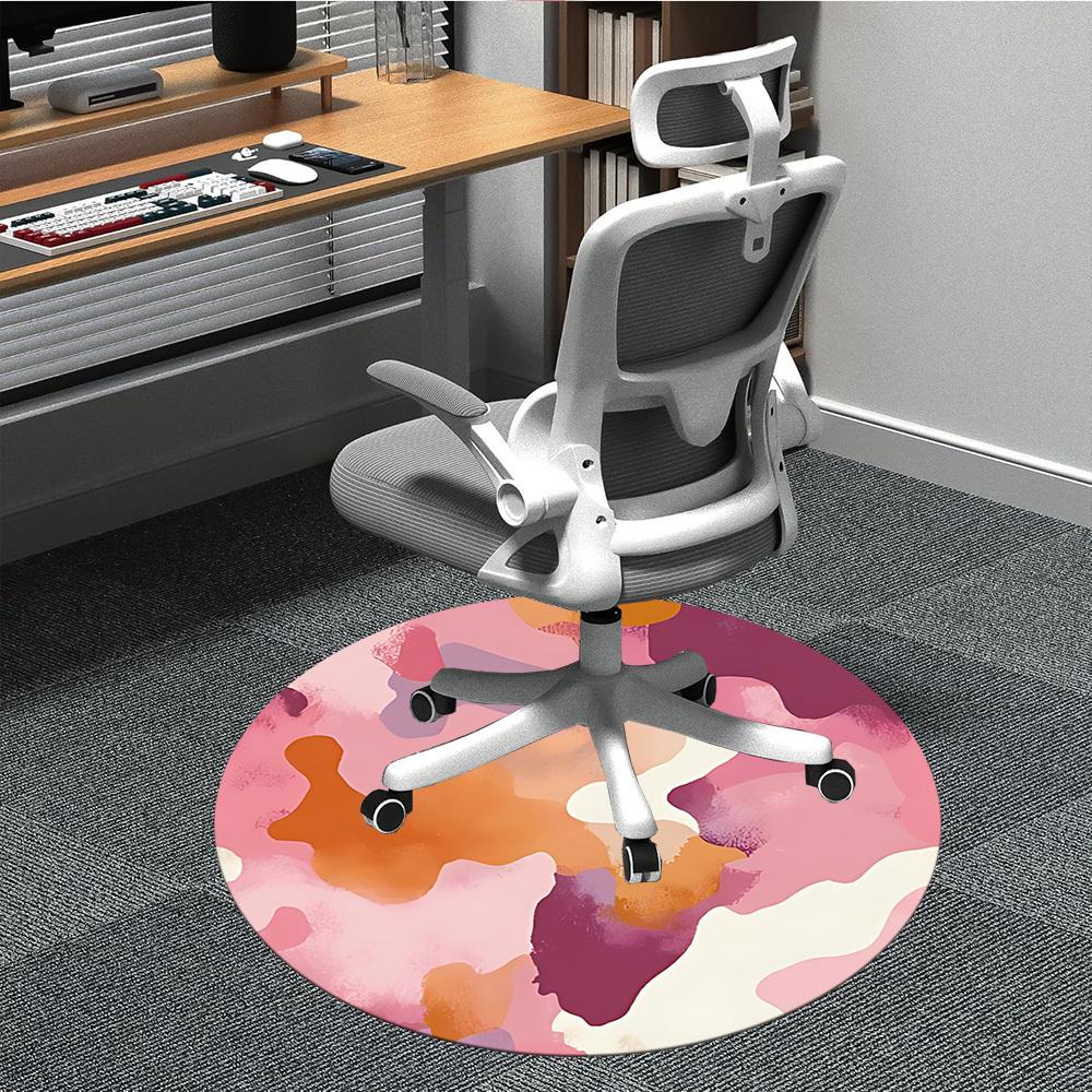 1pc Abstract Art Office Round Rug, Non-slip, Soft and Durable Office Rug for Interior Decoration, Perfect for Office, Beautiful Decoration yy260323056