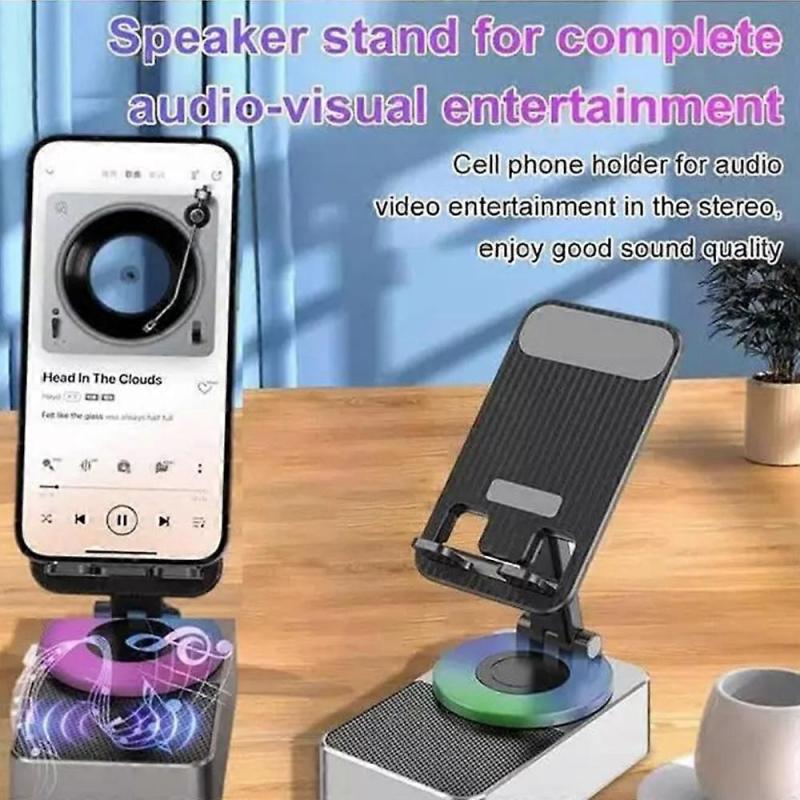 Bluetooth Audio Power Phone Holder, Phone Stand with Bluetooth Speaker Foldable