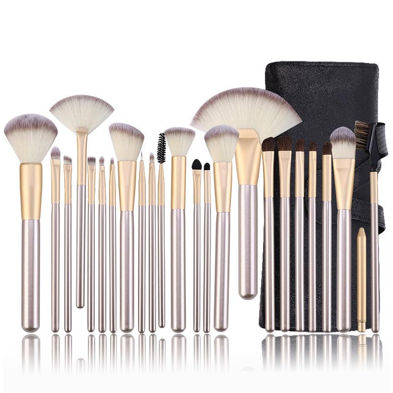 12/18/24 Champagne Makeup Brush Set Persian Hair Loose Powder Blush Brush Horse Hair Eyeshadow Brush Beauty Tool