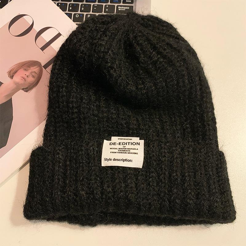 

Корейская милая шапка из шерсти с большой головой, осенне-зимняя, повседневная, универсальная, шапка-мешок на голову, ветрозащитная, теплая для ушей, вязаная шапка One Size