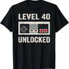 Level 40 Unlocked Video Gamer 40th Birthday Gift Tshirt
