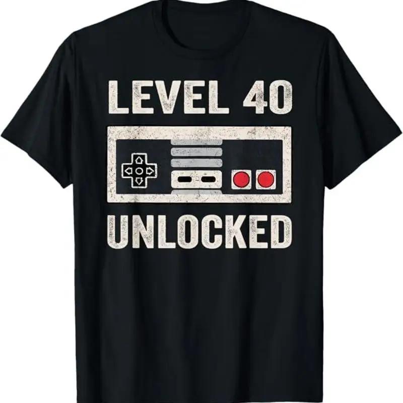Level 40 Unlocked Video Gamer 40th Birthday Gift Tshirt