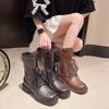 Women Mid Heels Ankle Cool Boots Chunky Winter Shoes New Chelsea Short Boots Low Heels Up Designer Women Shoes