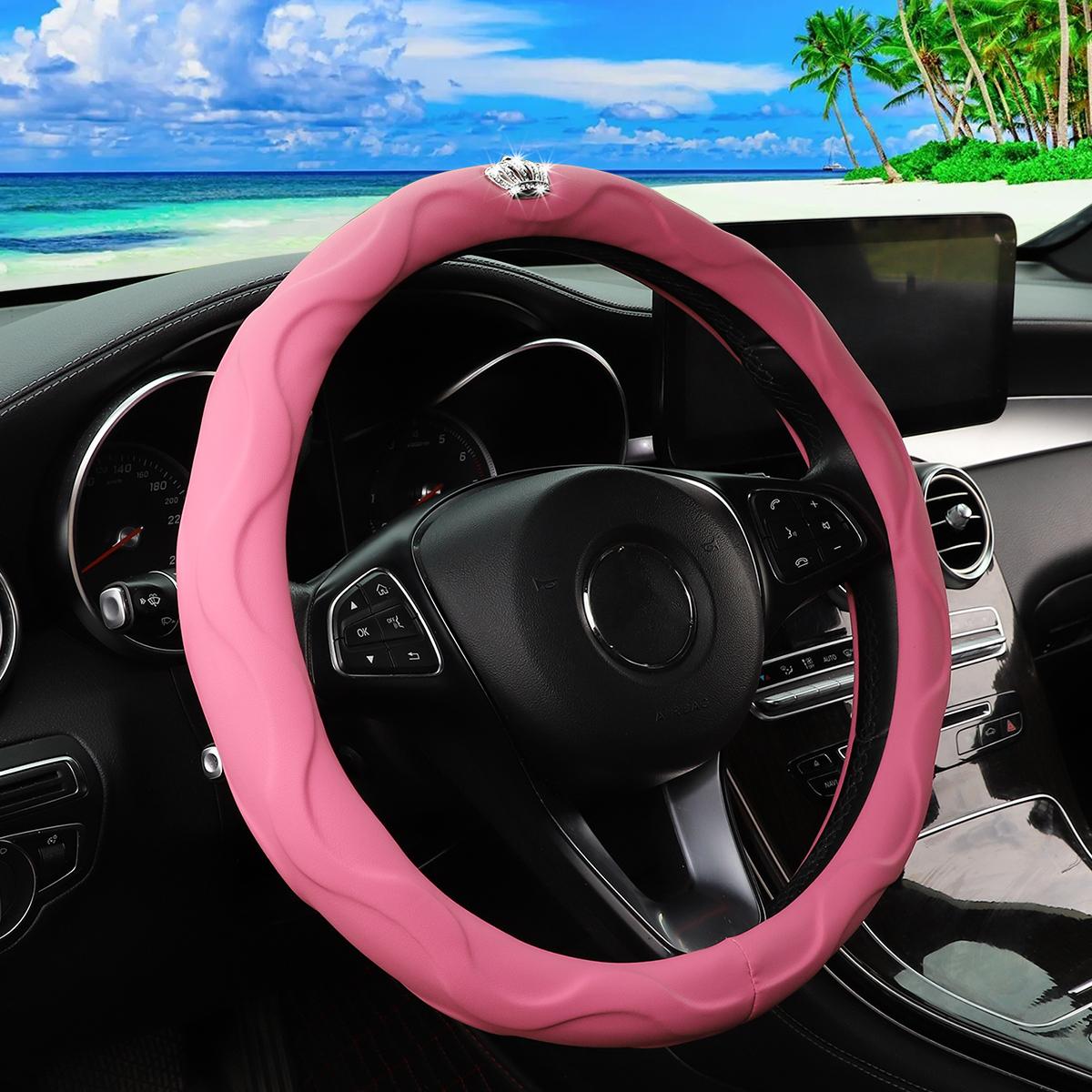 

Искусственная имитация овчины корона трехмерная с внутренним кольцом чехол на руль для автомобильных декоративных элементов розовый