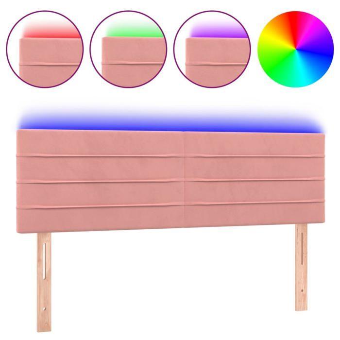 VidaXL Tête de Lit à LED Meuble de Chambre à Coucher Accessoire de Lit Double Tête de Cadre de Lit Intérieur Rose 3121805