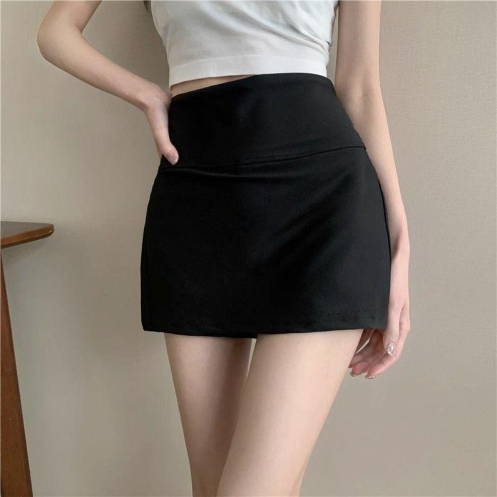 Side Slit Women's A-line Culottes Y2K Skirt with Safety Shorts Ins Mini Shorts Skirt  Girls
