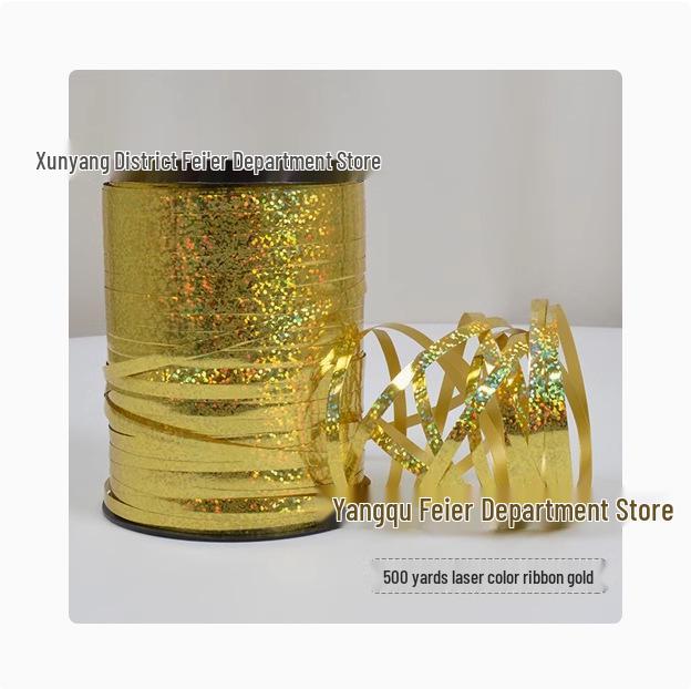 Balloon Accessories: 500-Yard Embossed Colored Ribbon, Metallic Balloon String, and Tying String.