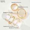 5pcs Vintage Exaggerated Luxury Geometric Design Wide Metal Gold Bangle Set, Suitable For Everyday Wear And Gifting