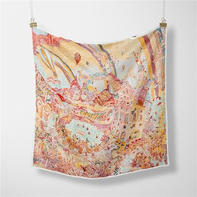 Twill Silk Scarf Women Fashion Printed Square Scarves Wraps Bandana Small Hijabs Silk Foulards Tie Headband 53CM