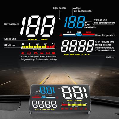 D5000 Head Up Display OBD Gauge Car HUD Windshield HD Projector Km/h MPH Digital Speedometer Display Smart Water Temp Dashboard