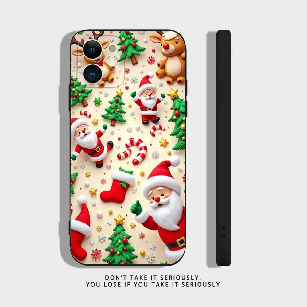 

New Year Gift Cartoon Christmas Silicone Phone Case For iPhone 17 16,15,14,13,12,11,Pro,XS,Max,XR,Plus,Mini Silicone Shockproof iPhone12mini