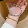 Stainless Steel Bamboo Cuff Bracelets Bangles For Woman Gold Color Wedding Female Luxury Jewelry Gifts
