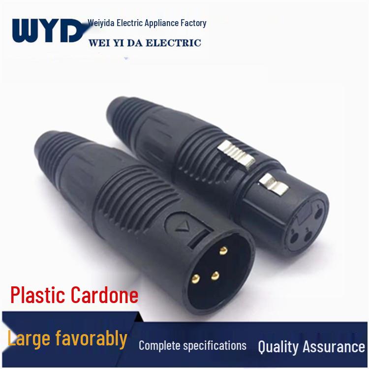 Connettore XLR a 3 pin con pin in rame, in plastica nera, per la ricarica di scooter elettrici